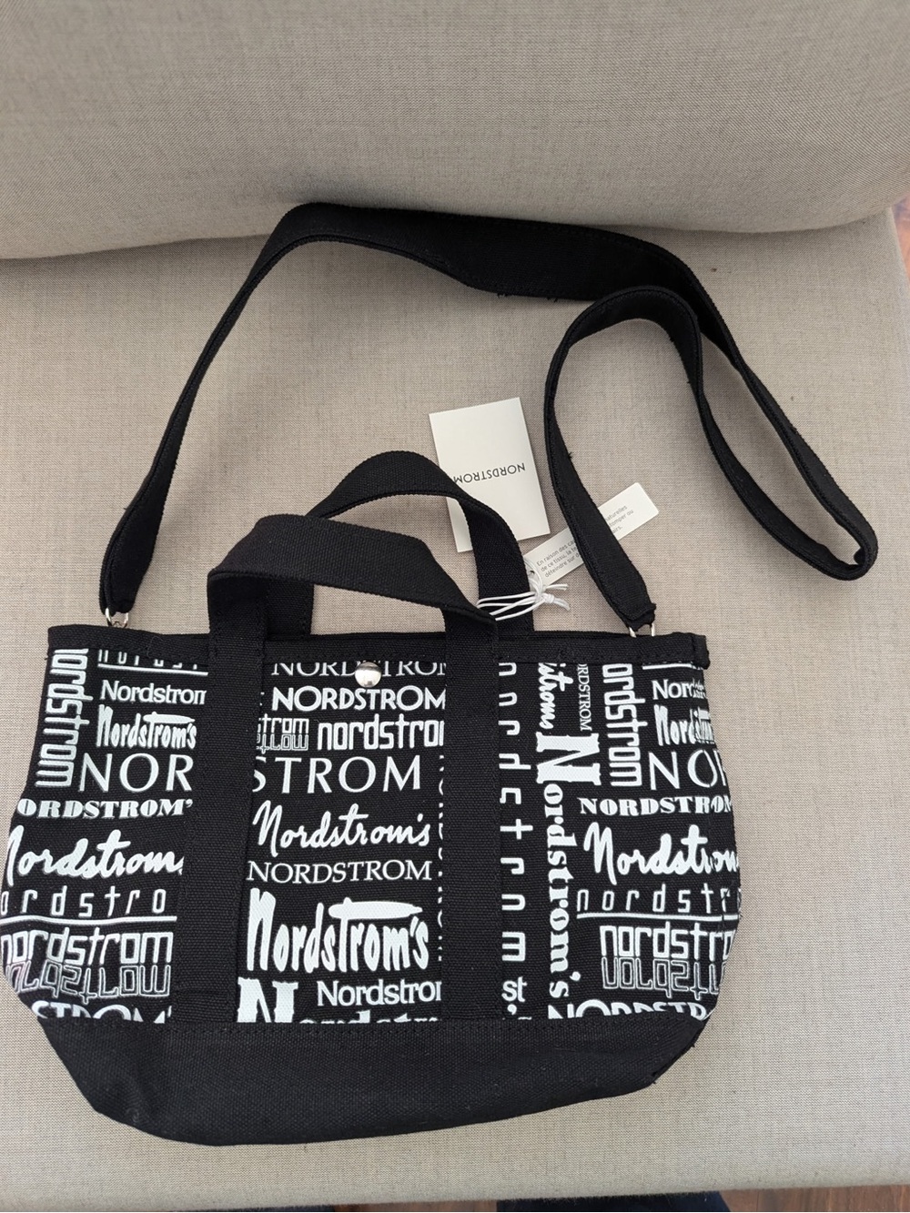 Nordstrom Black and White Logo Graphic Tote